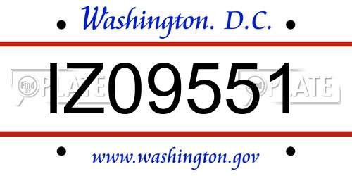 IZ09551 District Of Columbia License Plate