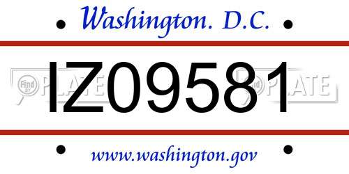 IZ09581 District Of Columbia License Plate