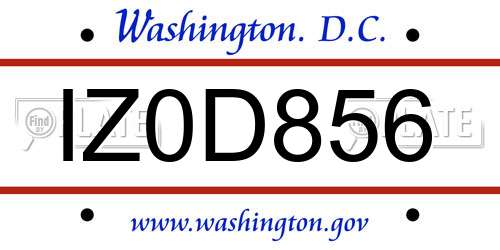 IZ0D856 District Of Columbia License Plate