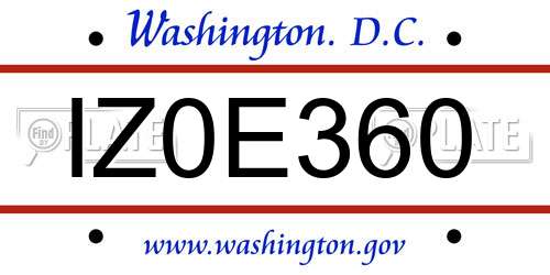 IZ0E360 District Of Columbia License Plate