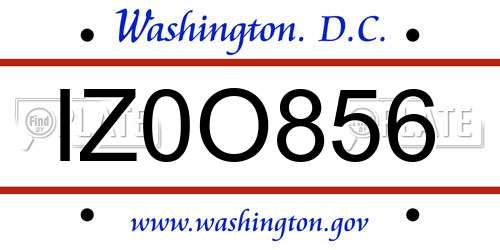 IZ0O856 District Of Columbia License Plate