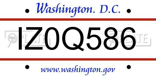 IZ0Q586 District Of Columbia License Plate