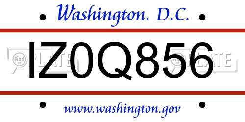 IZ0Q856 District Of Columbia License Plate