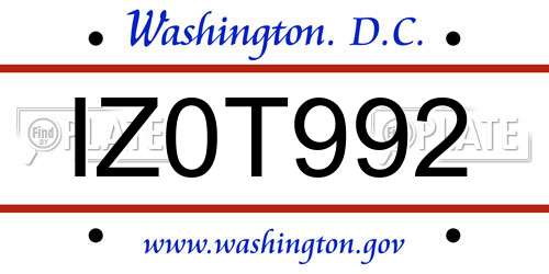 IZ0T992 District Of Columbia License Plate