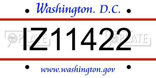 IZ11422 District Of Columbia License Plate