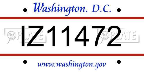 IZ11472 District Of Columbia License Plate