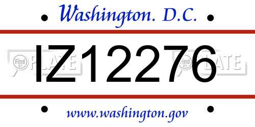 IZ12276 District Of Columbia License Plate