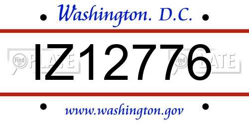 IZ12776 District Of Columbia License Plate