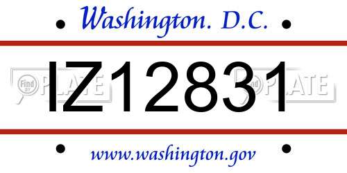 IZ12831 District Of Columbia License Plate