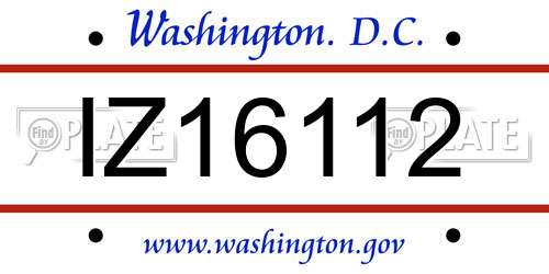 IZ16112 District Of Columbia License Plate
