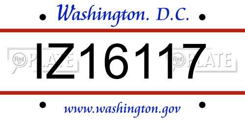 IZ16117 District Of Columbia License Plate
