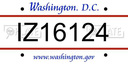 IZ16124 District Of Columbia License Plate