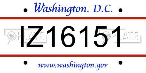 IZ16151 District Of Columbia License Plate