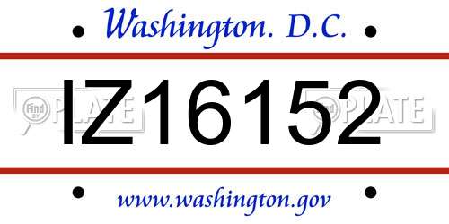 IZ16152 District Of Columbia License Plate