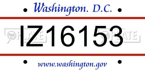 IZ16153 District Of Columbia License Plate