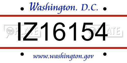 IZ16154 District Of Columbia License Plate
