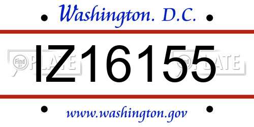 IZ16155 District Of Columbia License Plate