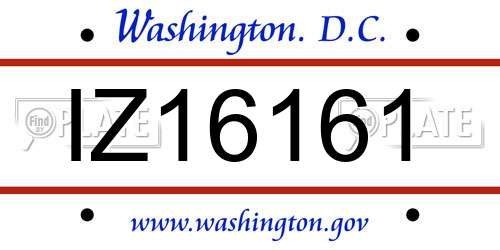 IZ16161 District Of Columbia License Plate