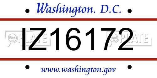 IZ16172 District Of Columbia License Plate