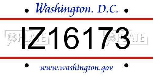 IZ16173 District Of Columbia License Plate