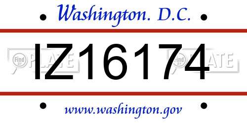 IZ16174 District Of Columbia License Plate