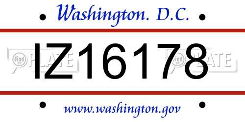 IZ16178 District Of Columbia License Plate