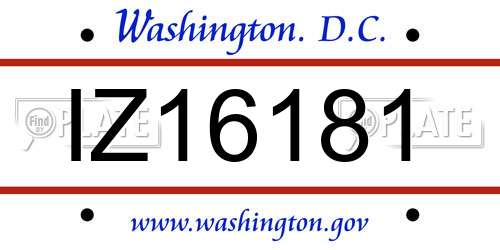 IZ16181 District Of Columbia License Plate