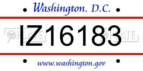 IZ16183 District Of Columbia License Plate
