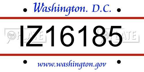 IZ16185 District Of Columbia License Plate