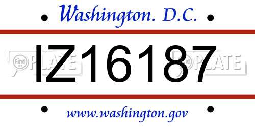 IZ16187 District Of Columbia License Plate