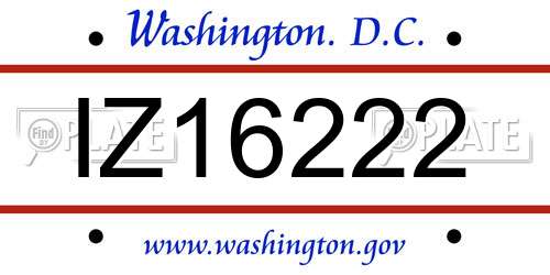 IZ16222 District Of Columbia License Plate