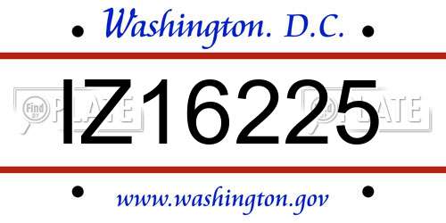 IZ16225 District Of Columbia License Plate