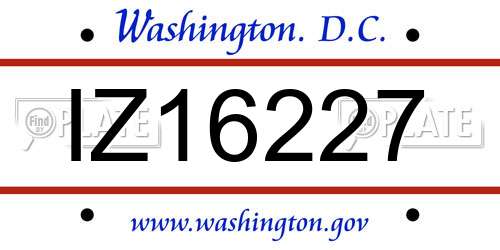 IZ16227 District Of Columbia License Plate