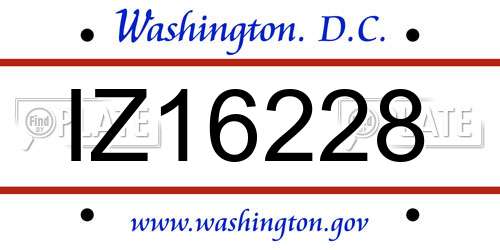 IZ16228 District Of Columbia License Plate
