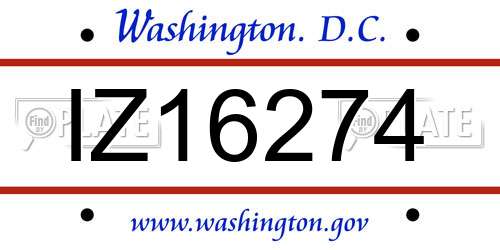 IZ16274 District Of Columbia License Plate