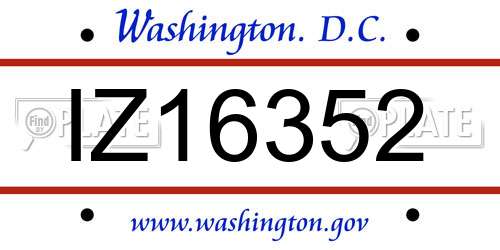 IZ16352 District Of Columbia License Plate