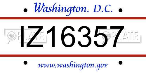 IZ16357 District Of Columbia License Plate