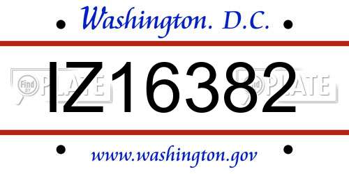 IZ16382 District Of Columbia License Plate