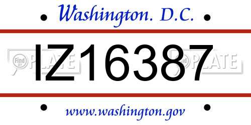 IZ16387 District Of Columbia License Plate