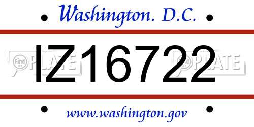 IZ16722 District Of Columbia License Plate