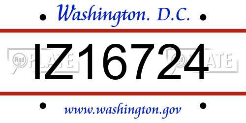IZ16724 District Of Columbia License Plate