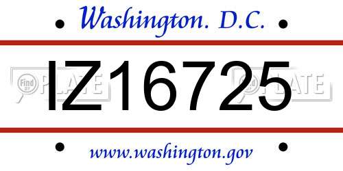 IZ16725 District Of Columbia License Plate