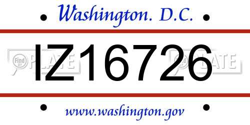 IZ16726 District Of Columbia License Plate