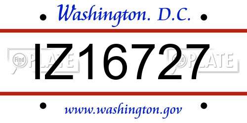 IZ16727 District Of Columbia License Plate