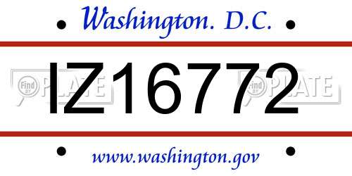 IZ16772 District Of Columbia License Plate
