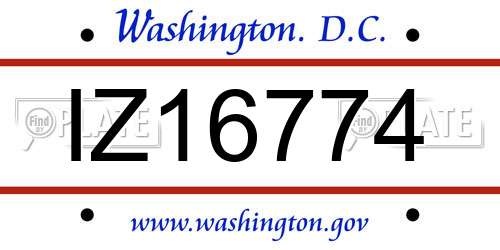 IZ16774 District Of Columbia License Plate