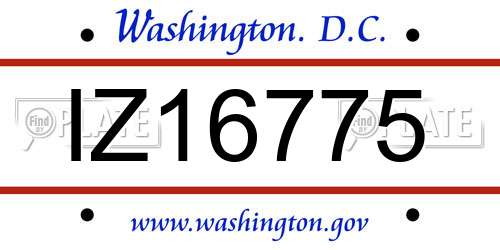 IZ16775 District Of Columbia License Plate
