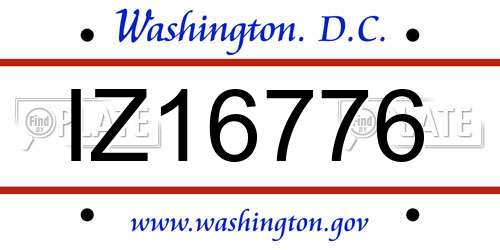 IZ16776 District Of Columbia License Plate