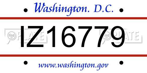IZ16779 District Of Columbia License Plate