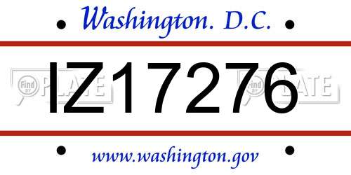IZ17276 District Of Columbia License Plate